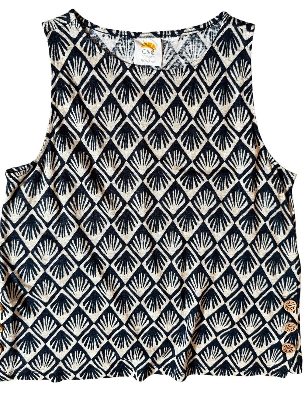 C&C California Black & Cream Geometric Sleeveless Tank